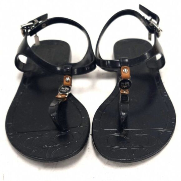Black Coach 'Piccadilly' Hard Jelly Thong Sandals - 5B - Picture 3 of 8